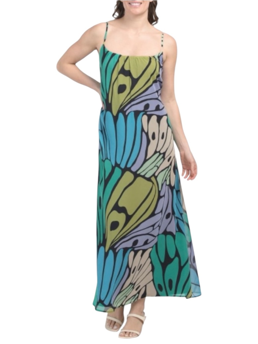 SAM EDELMAN Butterfly Trapeze Maxi Dress Tie Waist Large NEW NWT